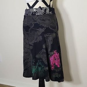 🐉 Desigual Dragons fit flair mermaid hem skirt S